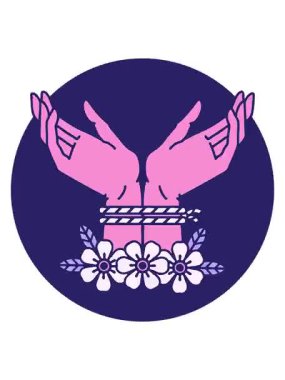 Titrek hareketli animasyon ikonik dövme stili eller bağlı.