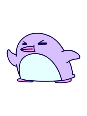 Çizgi film karikatürünün neon ışık efekti sevimli penguen kawaii