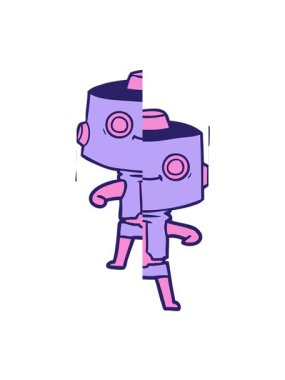 Çizgi film cyborgunun bölünen hareketi