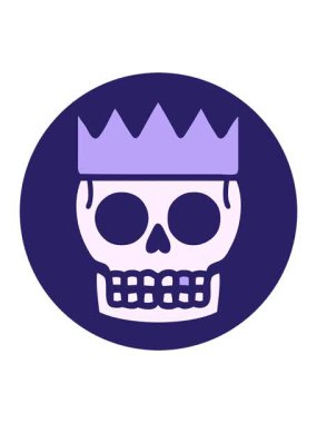 Dövme stili bir kafatası ve tacın basınçlı animasyonu