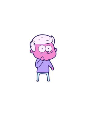 Çizgi filmdeki neşeli adamın gösterişli satış animasyonu.