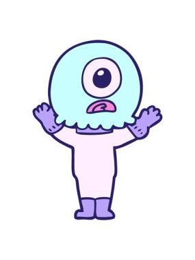 Çizgi film Tepegöz uzaylı uzay adamının animasyonunu durdur ve bob