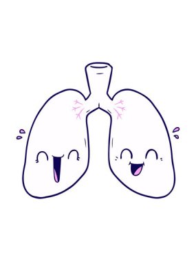 Çizgi film mutlu akciğerlerin neon ışık efekti animasyonu