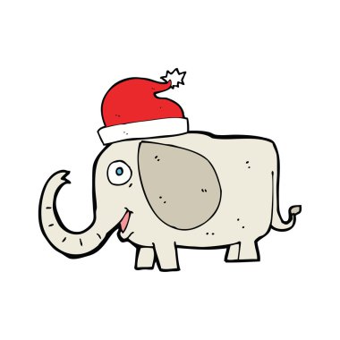 çizgi film fil Noel şapkalı