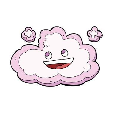 karikatür mutlu pembe bulut