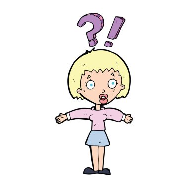 karikatür şaşırmış kadın