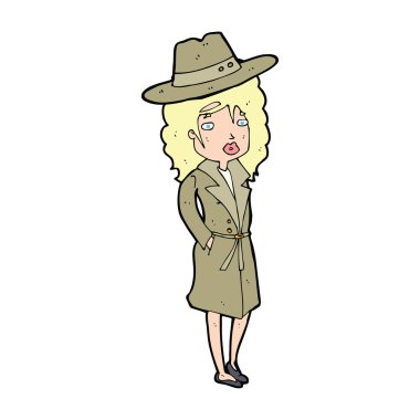 Çizgi filmdeki kadın mantıklı bir şapka takıyor.