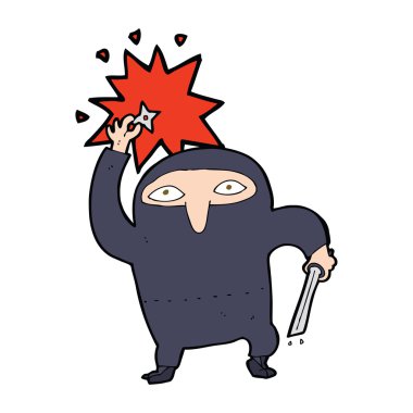 Çizilmiş karikatür ninja el