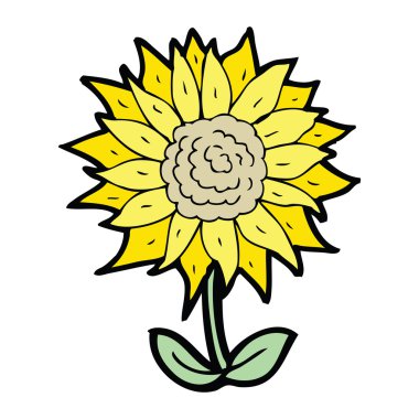 çizgi film çiçek el çekilmiş