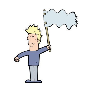 çizgi film mutsuz adam bayrak sallayarak