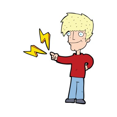 Çizgi film mutlu adam işaret ediyor.