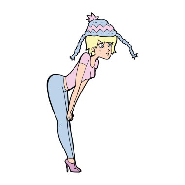 Çizgi filmdeki kadın kış şapkası takıyor.