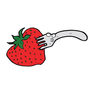 Karikatür çatalı ve dev çilek.