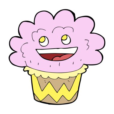karikatür mutlu cupcake