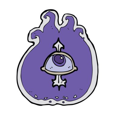 çizgi film alevli göz sembolü