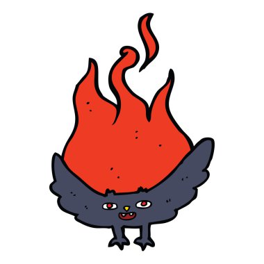 karikatür alevli Cadılar Bayramı yarasası