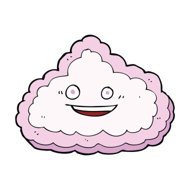 karikatür mutlu pembe bulut