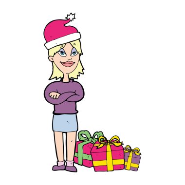 çizgi film kadın Noel için hazır