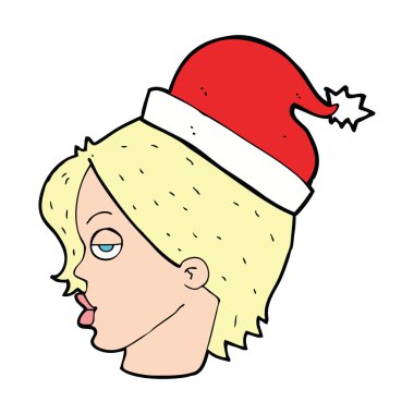 çizgi film kadın giyen Noel Baba şapkası