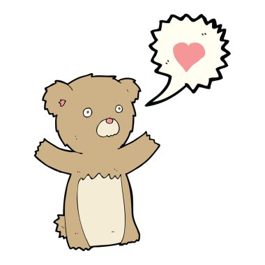 karikatür ayıcığı aşk dolu bir kalple