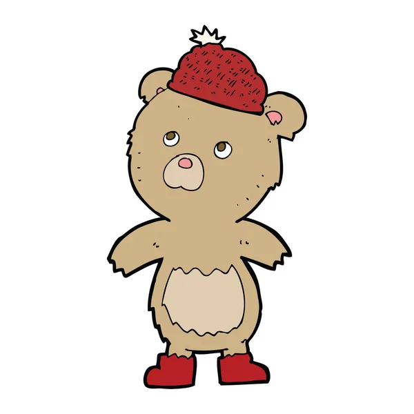 Orso cartone animato in cappello — Vettoriale Stock