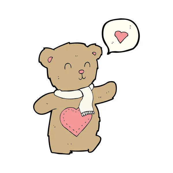 Tecknad söt björn med kärlek hjärta — Stock vektor