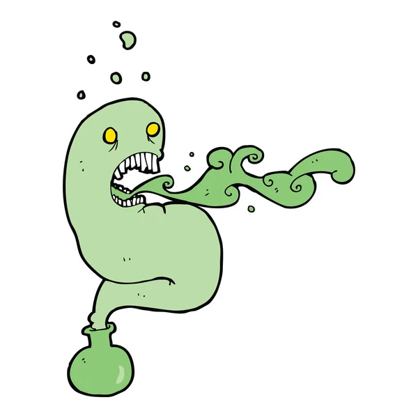 ボトルの中の漫画の幽霊 — ストックベクタ