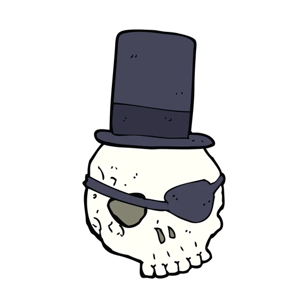 Calavera en la caricatura sombrero superior — Vector de stock