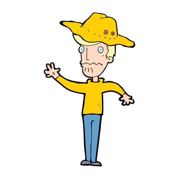 Hombre de dibujos animados en el sombrero de Outback — Vector de stock