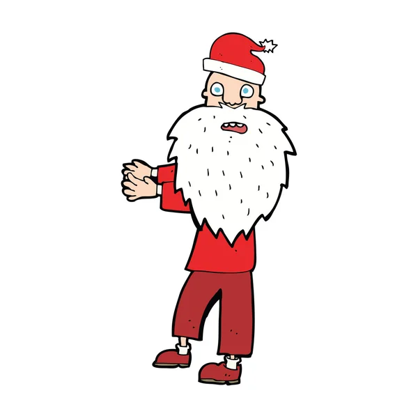 Cartoon man in santa hat — Stock Vector