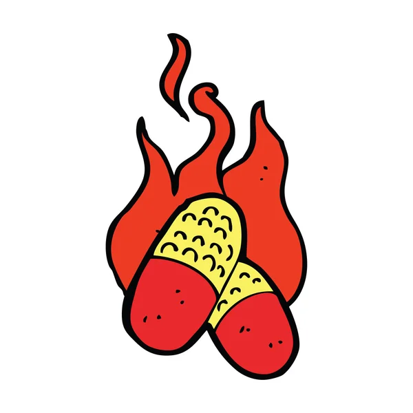 Flaming pillen cartoon — Stockvector