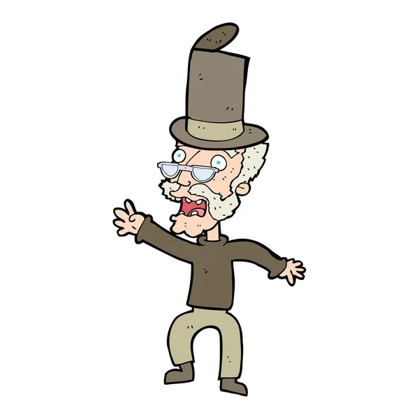 Hombre viejo de dibujos animados en sombrero de copa — Archivo Imágenes Vectoriales