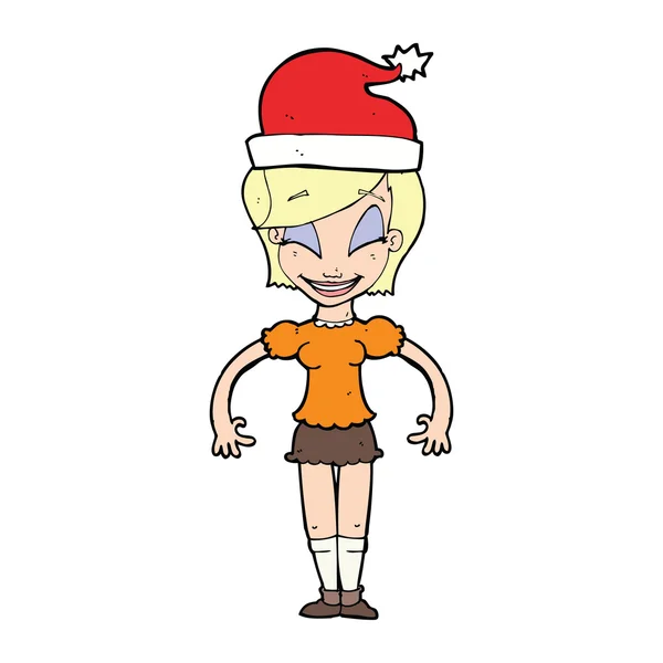 Mulher dos desenhos animados pronto para o Natal — Vetor de Stock