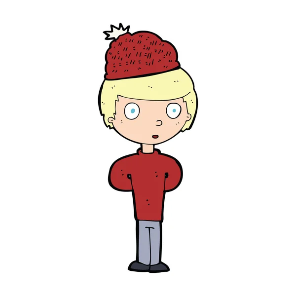 Uomo dei cartoni animati indossa cappello invernale — Vettoriale Stock