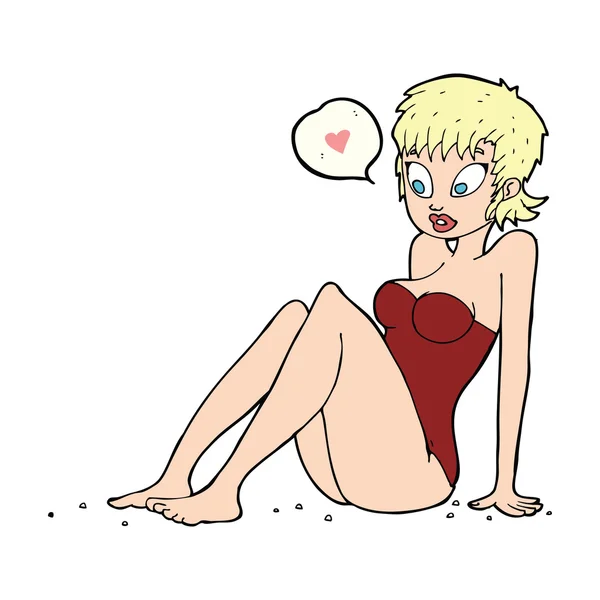 Mujer de dibujos animados en el amor — Vector de stock