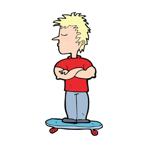 Cartoon arrogant jongen op skateboard — Stockvector