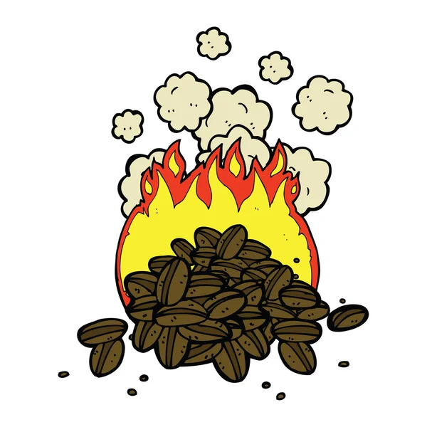 Pražení kávových zrn karikatura — Stockový vektor