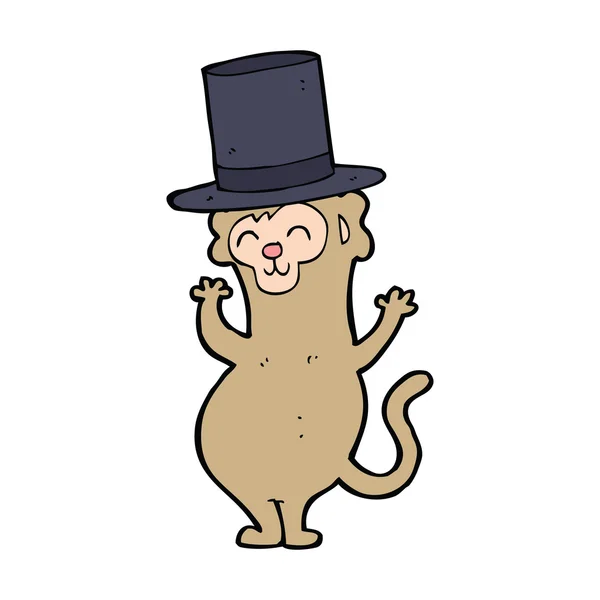 Scimmia dei cartoni animati indossa cappello a cilindro — Vettoriale Stock
