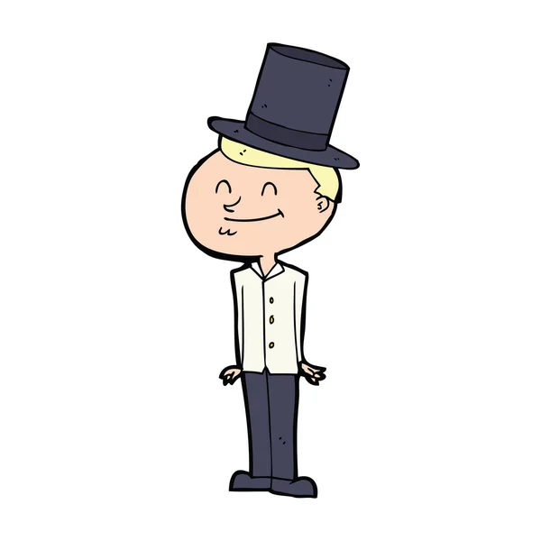 Homem dos desenhos animados usando chapéu superior —  Vetores de Stock