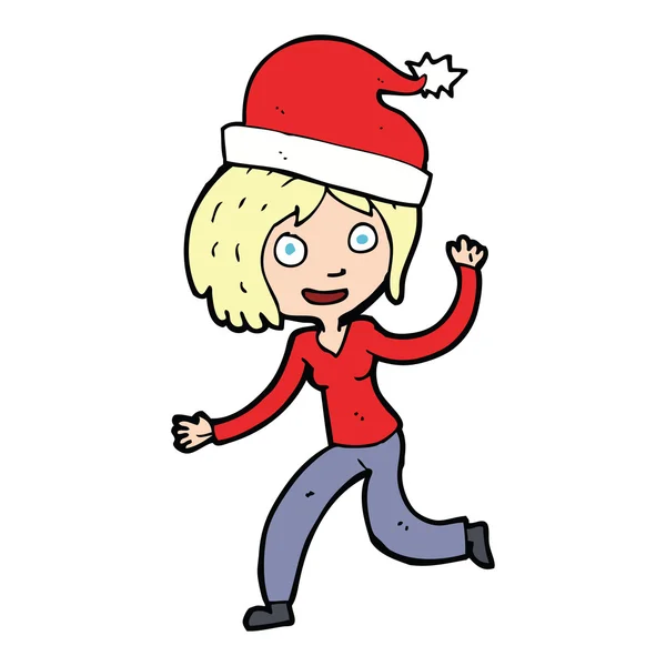 Dessin animé femme prêt pour Noël — Image vectorielle
