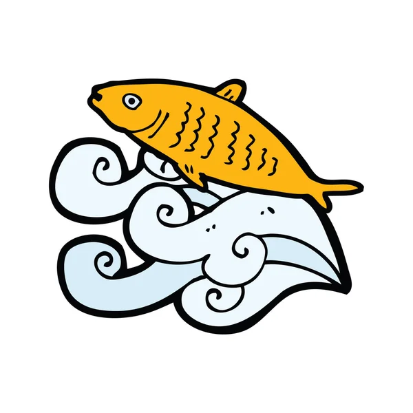 Poisson dessin animé dessiné à la main — Image vectorielle