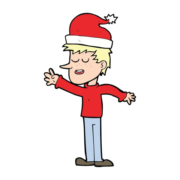 Hombre de dibujos animados listo para la Navidad — Vector de stock