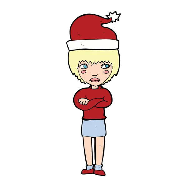 Mulher dos desenhos animados pronto para o Natal — Vetor de Stock