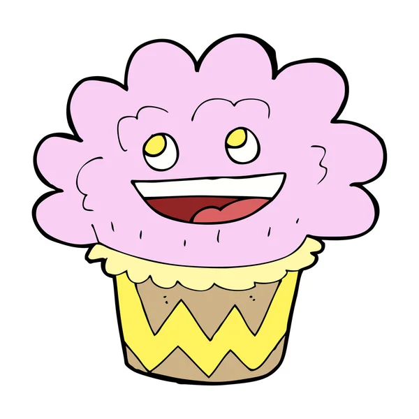 Caricatura feliz cupcake — Vector de stock