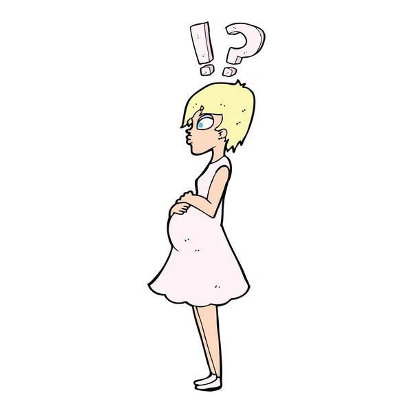 Kreslené zmatené těhotné ženy — Stockový vektor