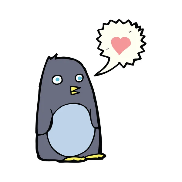 Cartoon penguin with love heart — Stock Vector