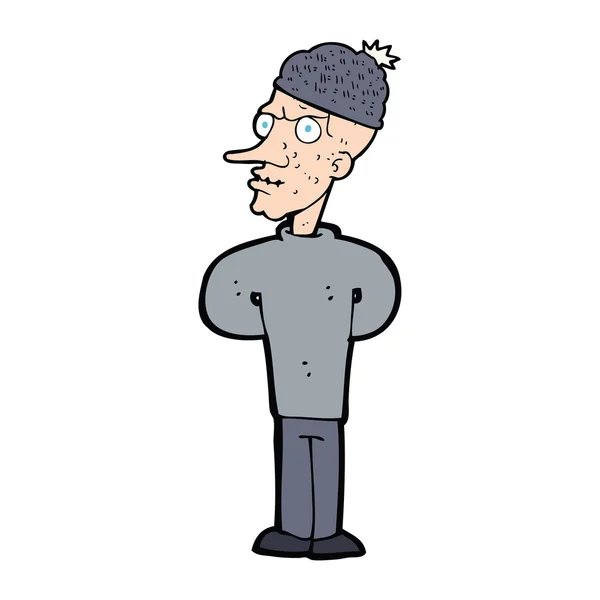 Kreskówka mężczyzna noszenie zimą kapelusz — Wektor stockowy