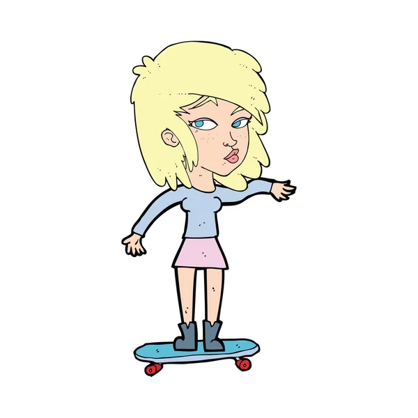 Mulher dos desenhos animados no skate —  Vetores de Stock