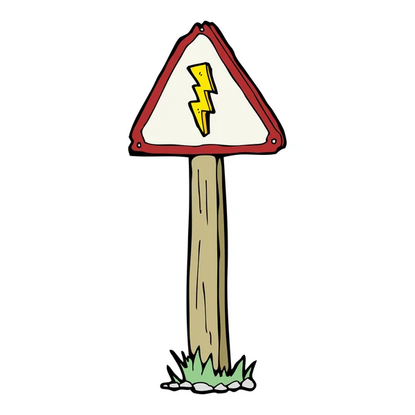 Cartoon electrical warning sign — Stock Vector