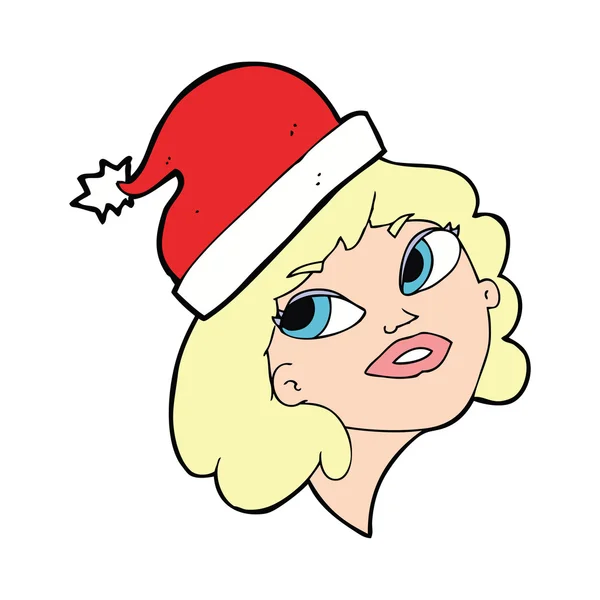 Cartoon vrouw klaar voor Kerstmis — Stockvector